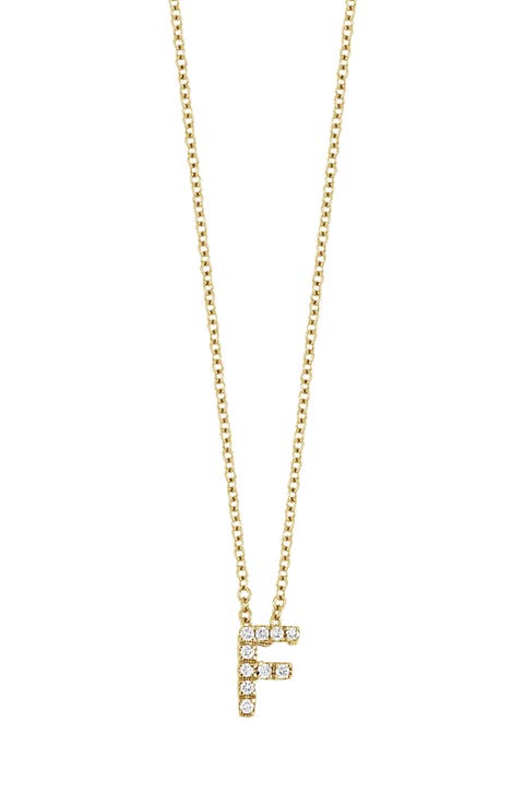 18k Gold Pavé Diamond Initial Pendant Necklace