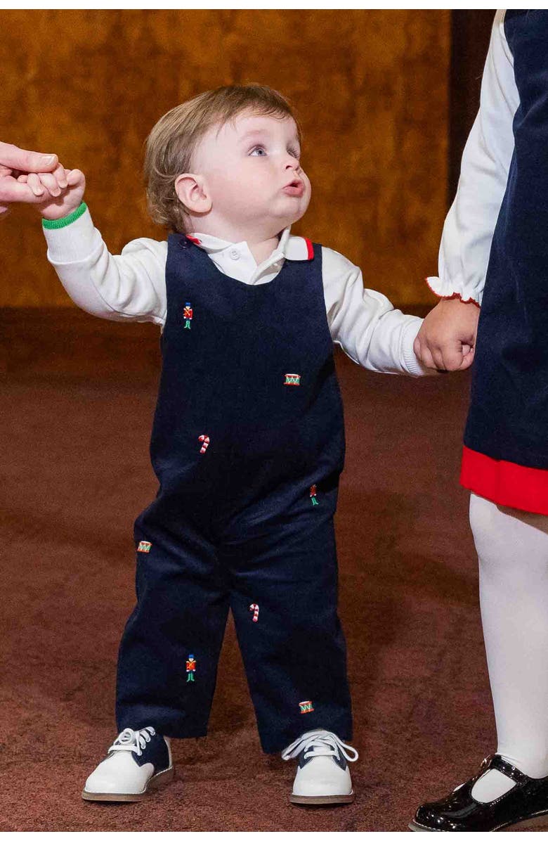 Florence Eiseman Corduroy Longall With Allover Embroidery, Alternate, color, Navy, Red, Green, White