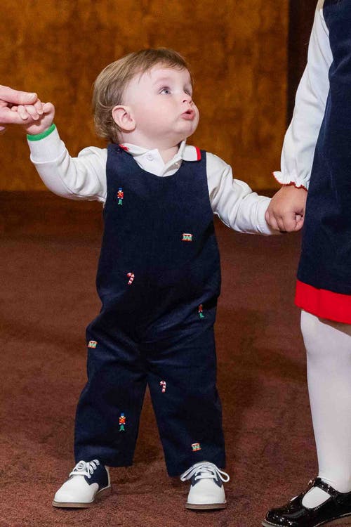 Florence Eiseman Corduroy Longall With Allover Embroidery In Black