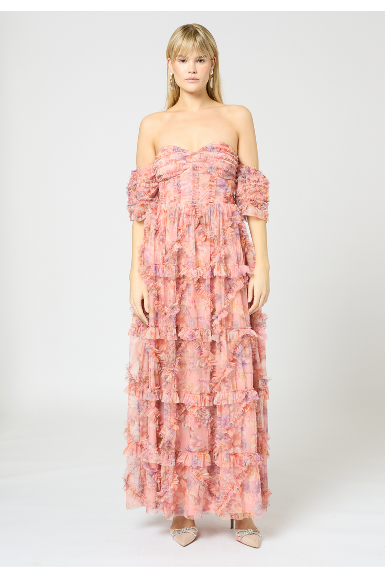 Ruffle maxi Dress, Main, color, MULTICOLOR