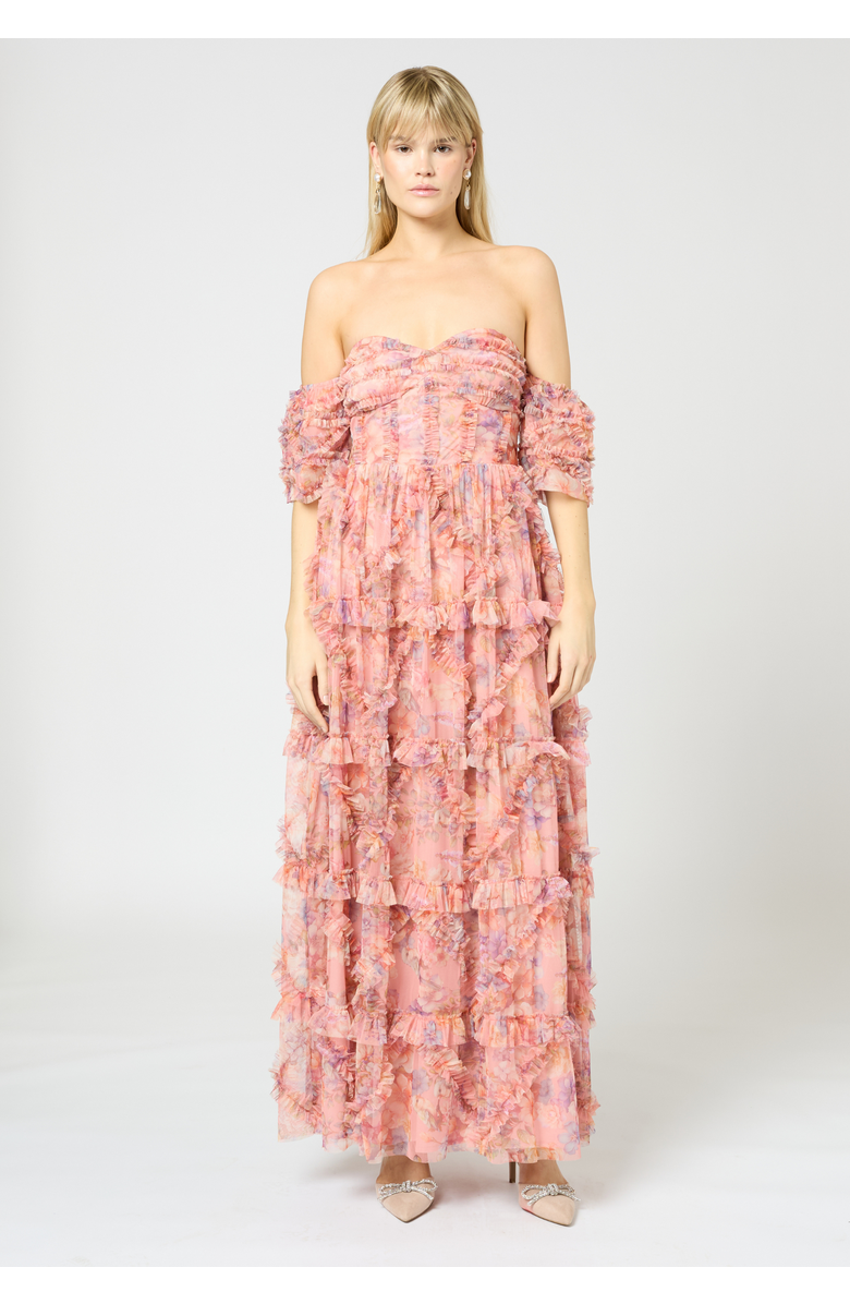 BEAUUT Ruffle maxi Dress, Main, color, Multicolor