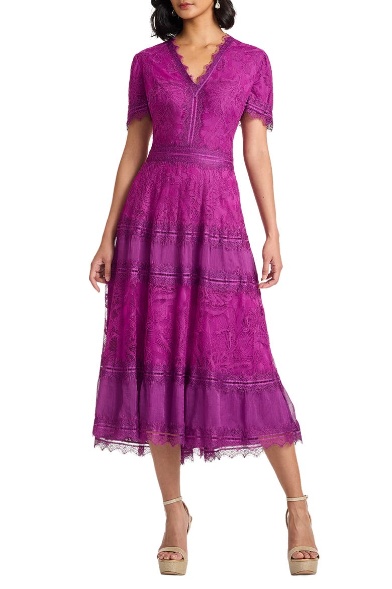 mesh cocktail dress Ashton Orchid Party Mini - US 6 Club Party Tadashi Shoji Women's Lace &