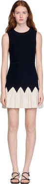 SANDRO Two-tone short knit dress