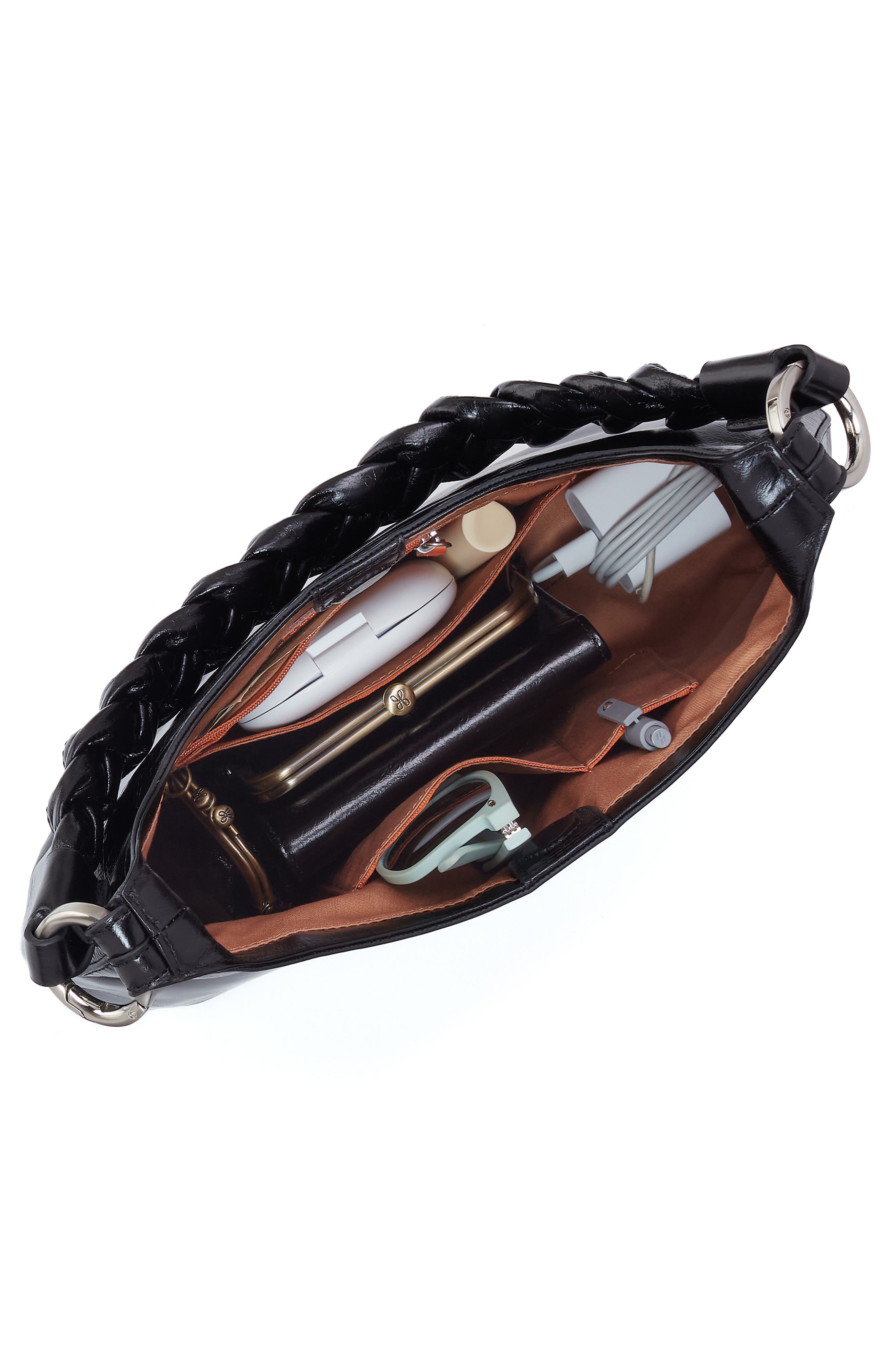 HOBO Madison Leather Shoulder Bag, Alternate, color, Black