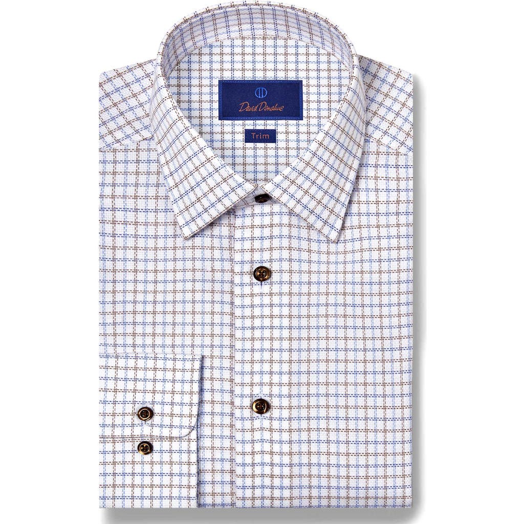 David Donahue Trim Fit Check Cotton Dobby Dress Shirt In Multi