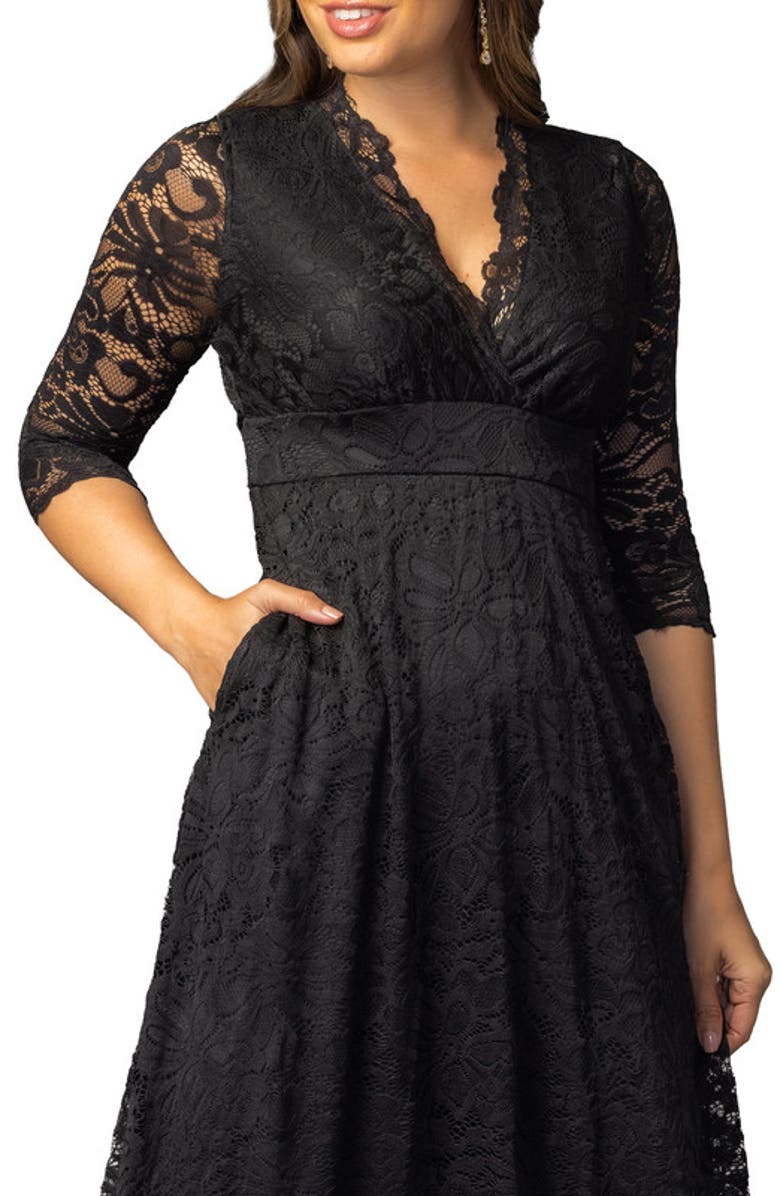 Kiyonna Maria Lace Evening Gown, Alternate, color, Onyx