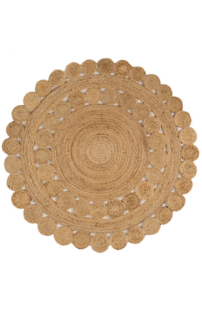 JONATHAN Y Bodhi Round Natural Jute hippie Circle Natural Round Area Rug, Main, color, Natural