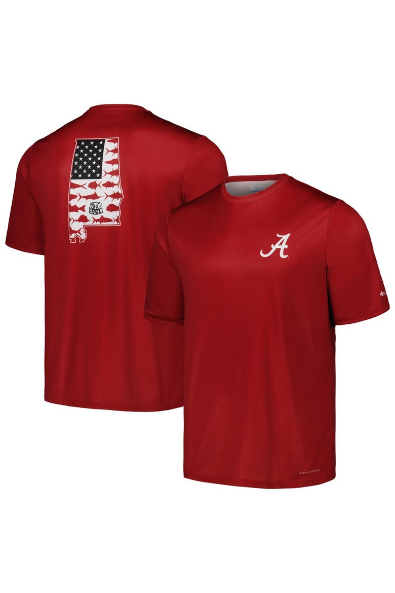 Men's Columbia Crimson Alabama Crimson Tide Terminal Tackle Omni-Shade T-Shirt, Main, color, Crimson
