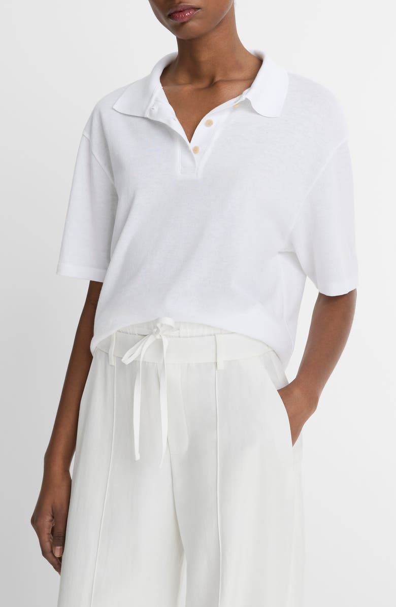 Vince Easy Cotton Polo, Alternate, color, Optic White