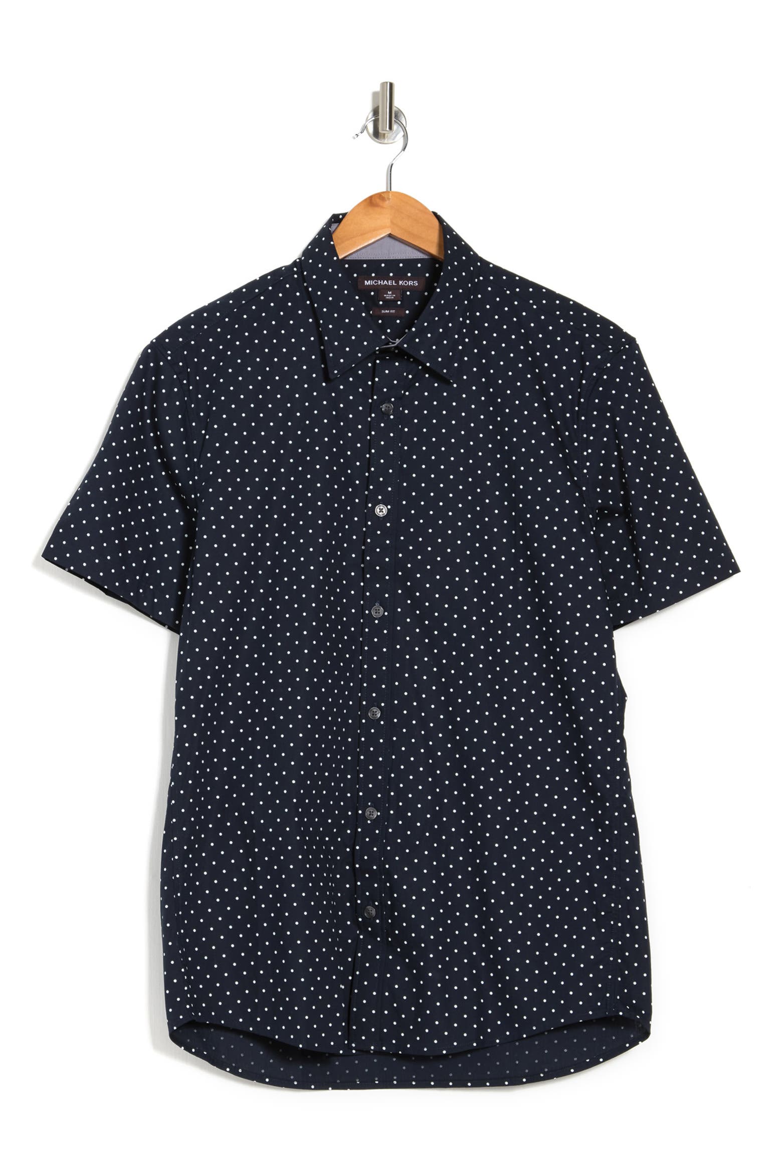 Short Line Model Michael Kors Short Sleeve Slim Dot Print Shirt (Men) | Nordstromrack