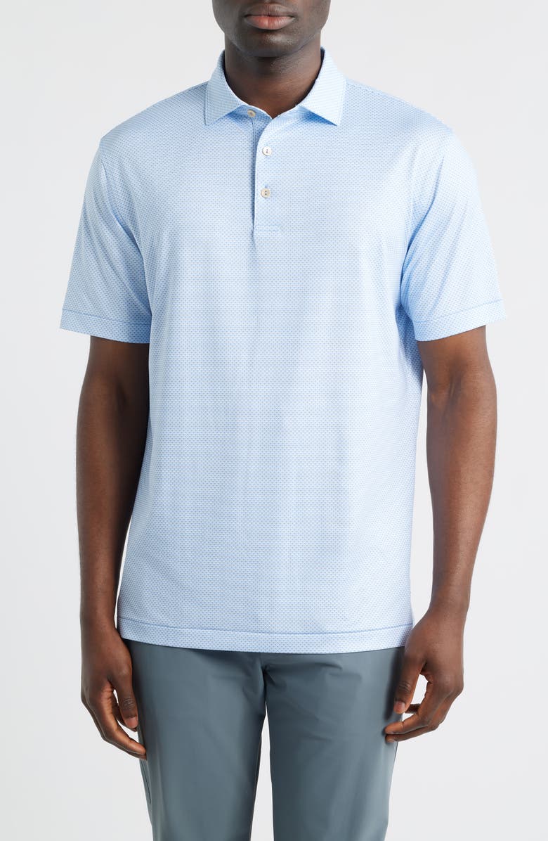 Peter Millar Medina Microprint Performance Jersey Polo, Main, color, Bluebird