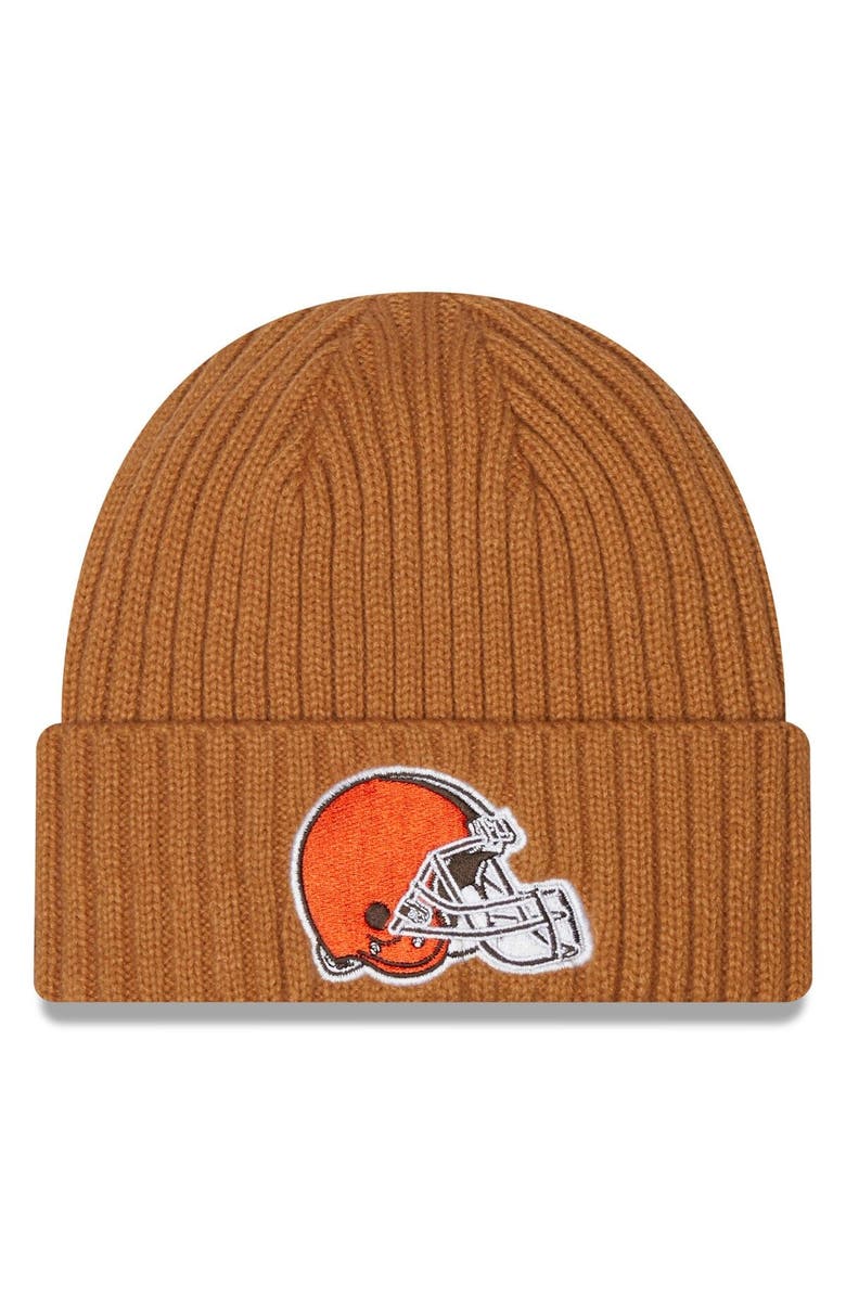 New Era Men's New Era Brown Cleveland Browns Core Classic Cuffed Knit Hat, Main, color, Brown