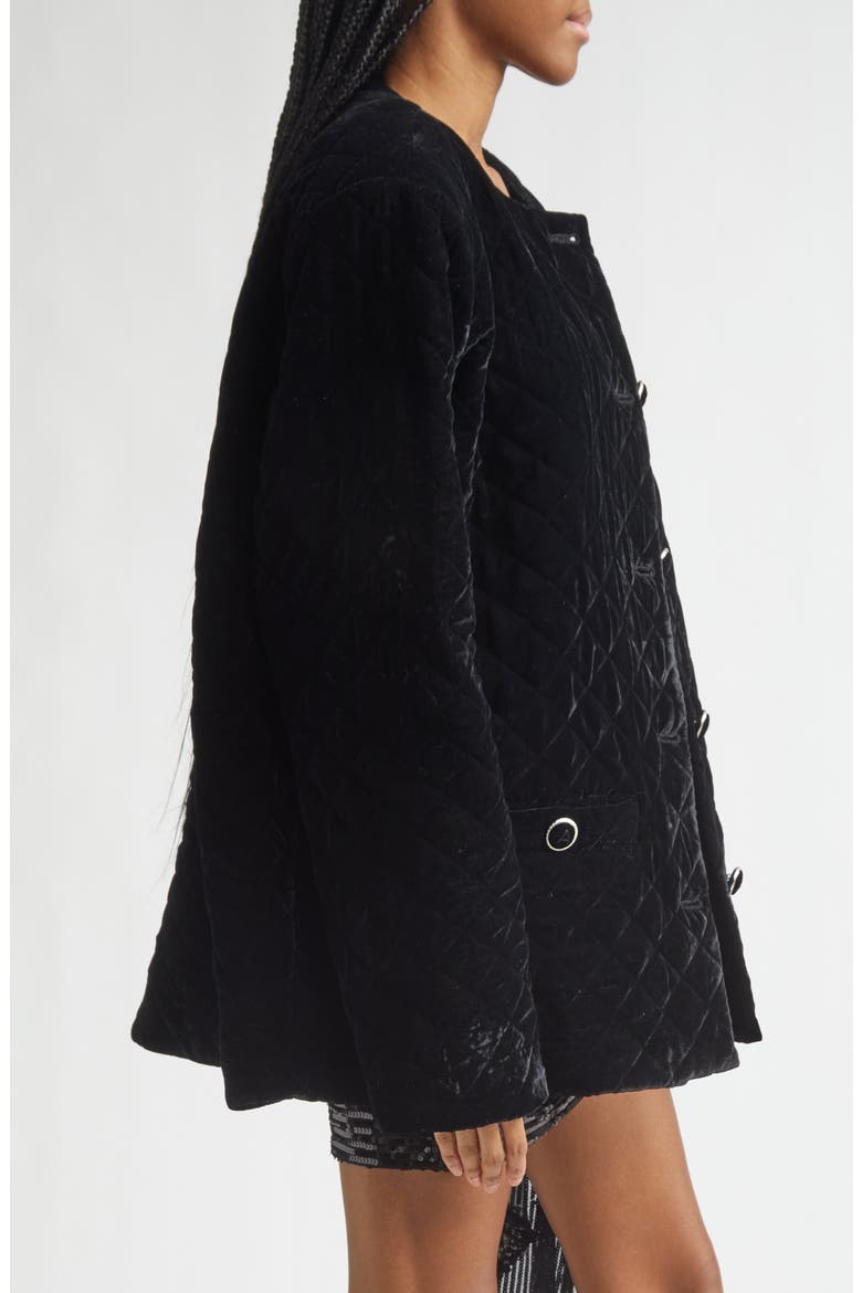 Quilted Velvet Lady Jacket, Alternate, color, BLACK