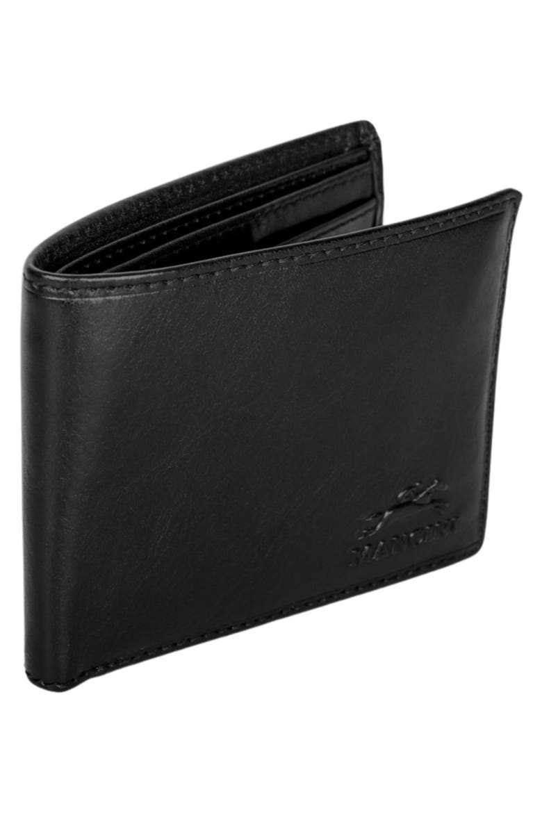 RFID Secure Leather Left Wing Wallet, Alternate, color, BLACK