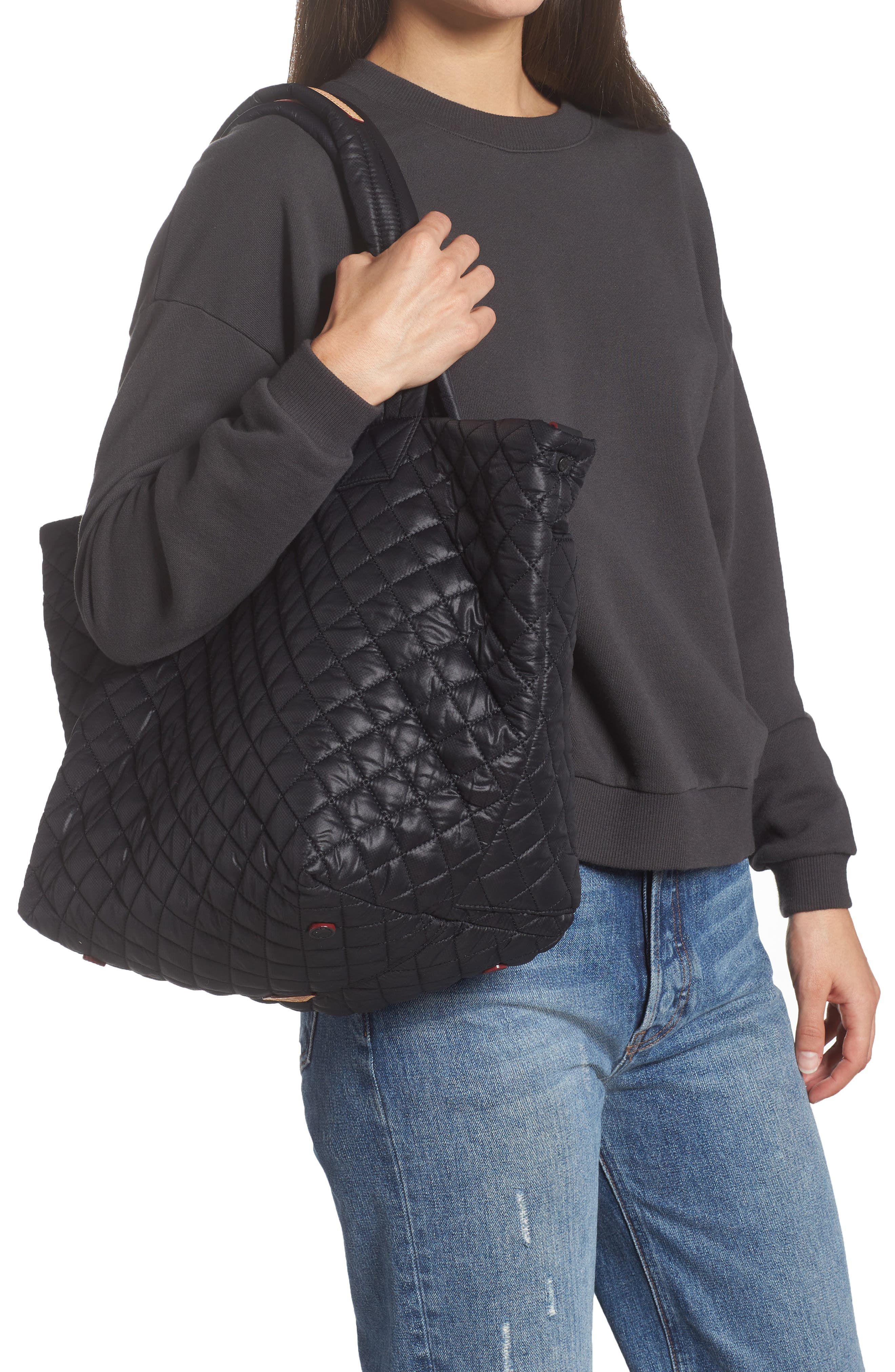 MZ Wallace Medium Metro Deluxe Tote, Alternate, color, Black