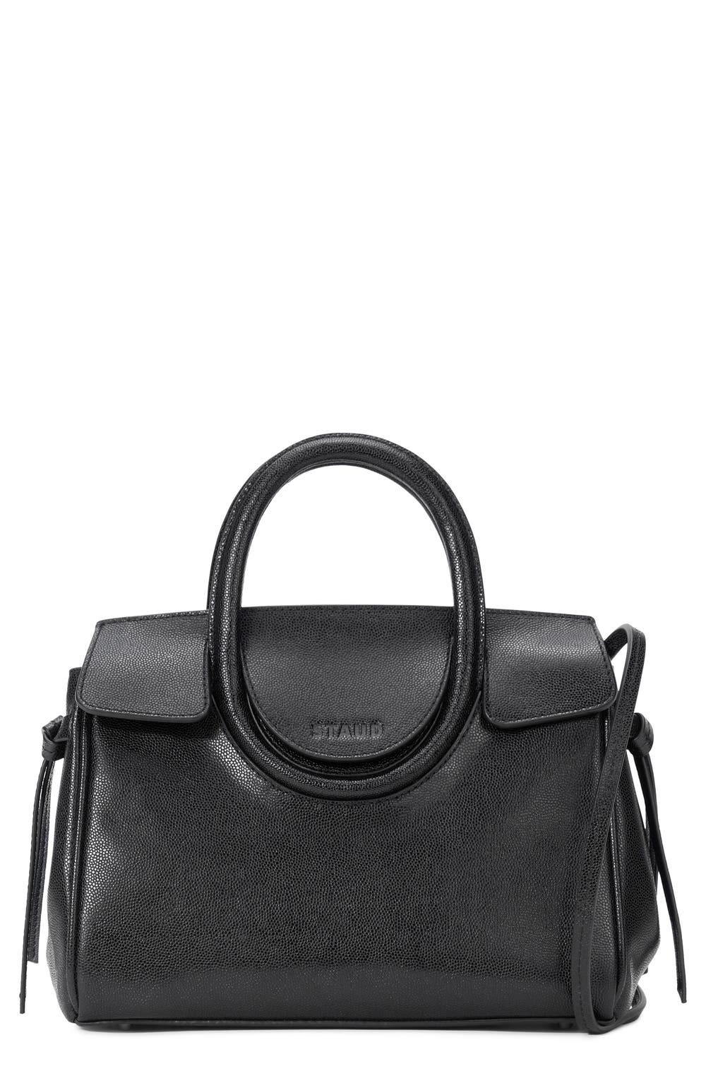 Mini Maude Leather Carryall Bag, color, BLACK