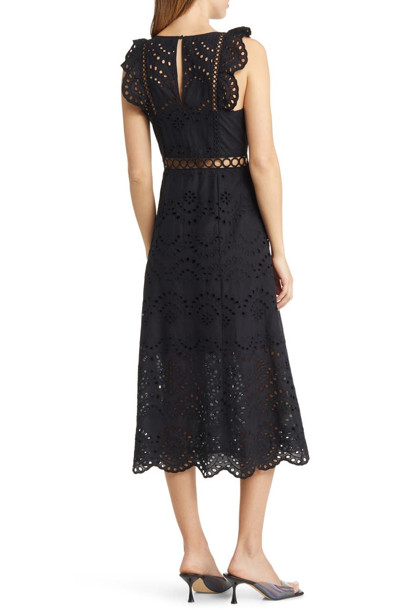 Sam Edelman Paisley Eyelet Cotton Midi Dress, Alternate, color,