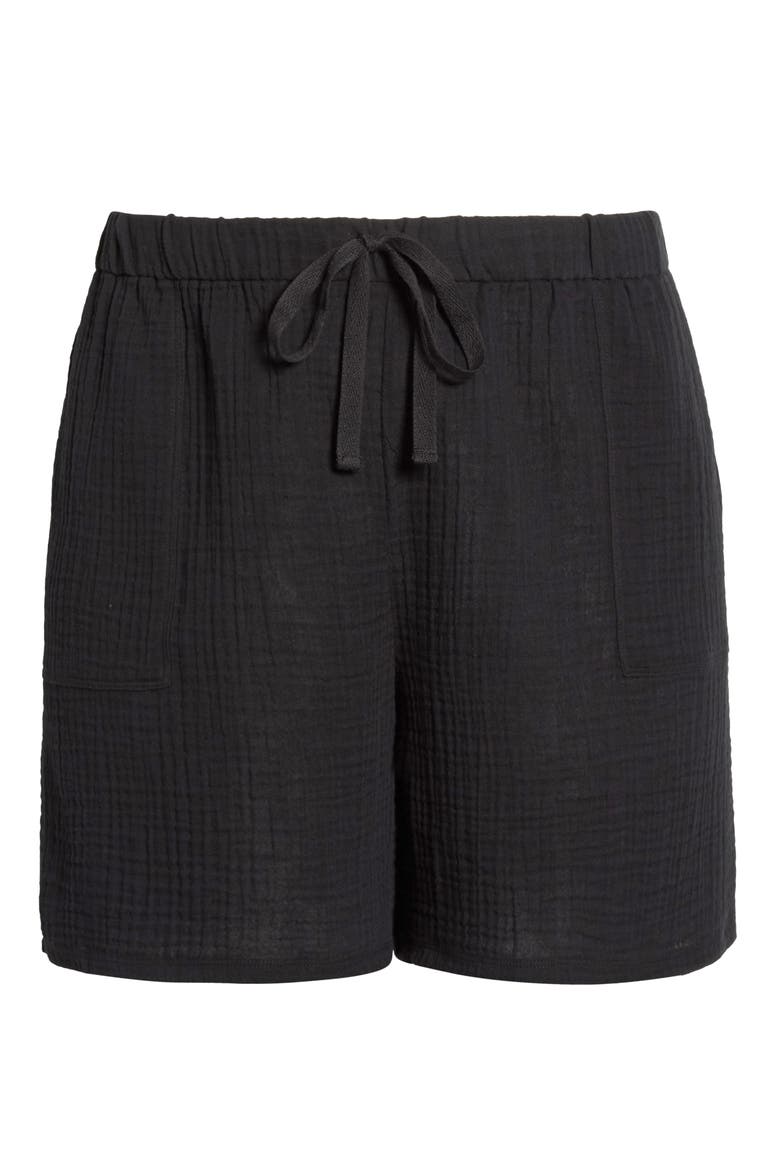 Organic Cotton Drawstring Shorts, Alternate, color, BLACK
