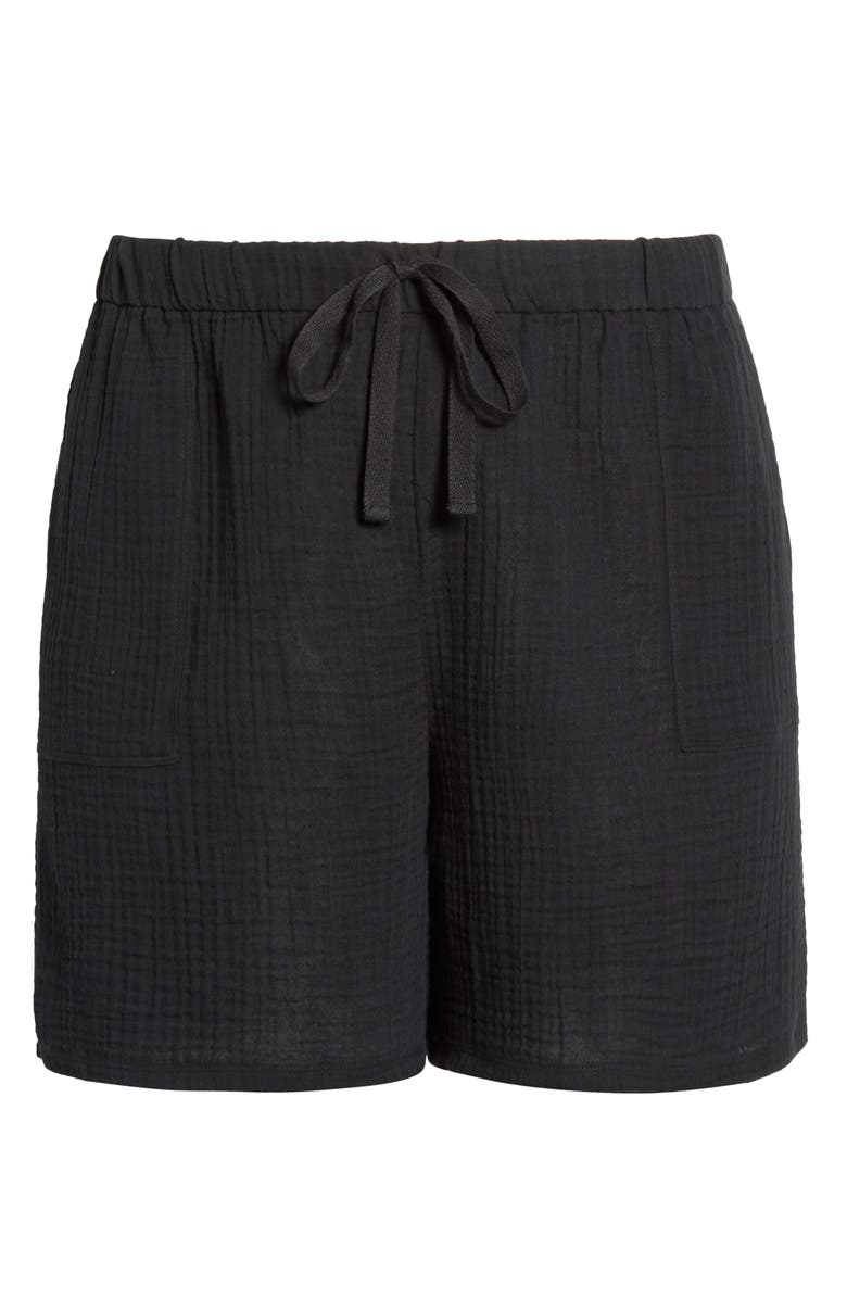 Eileen Fisher Organic Cotton Drawstring Shorts, Main, color, Black