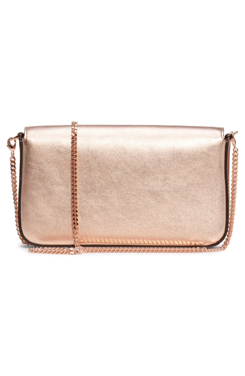 Fendi Metallic Leather Wallet on a Chain, Alternate, color, 