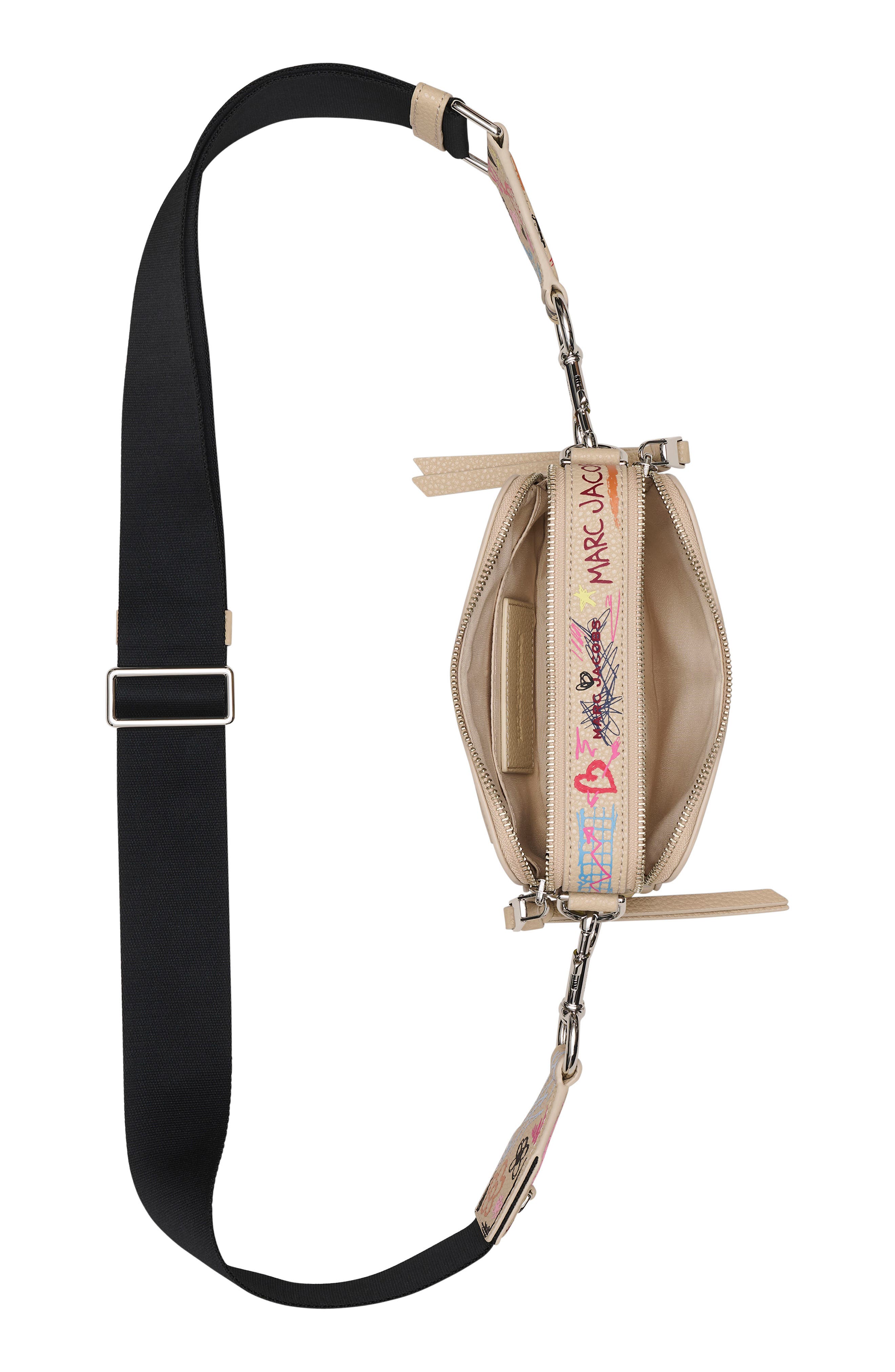 Marc Jacobs The Punk Scribble Snapshot Crossbody Bag, Alternate, color, Beige Multi