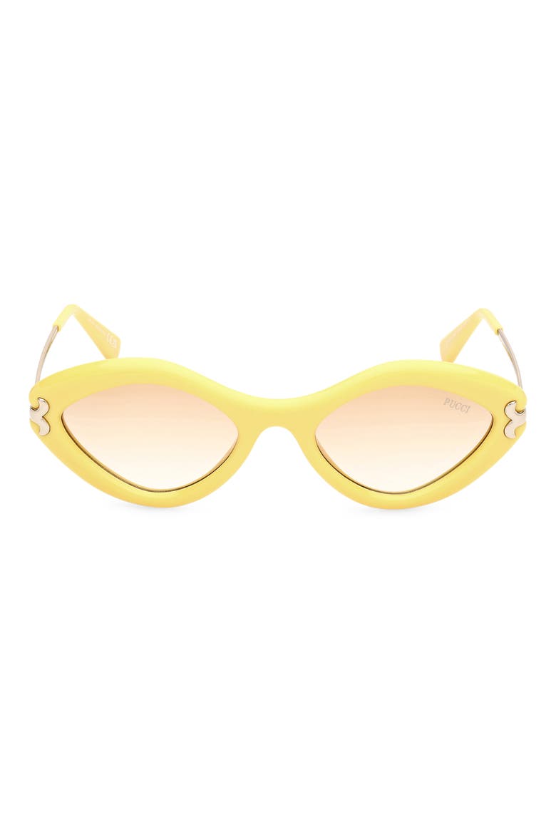 Geometric 54mm Sunglasses, Main, color, SHINY YELLOW / GRADIENT BROWN