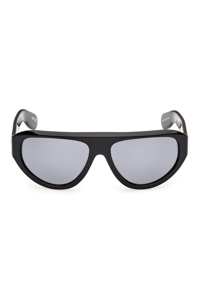 57mm Mirrored Pilot Sunglasses, Main, color, SHINY BLACK/ SMOKE MIRROR