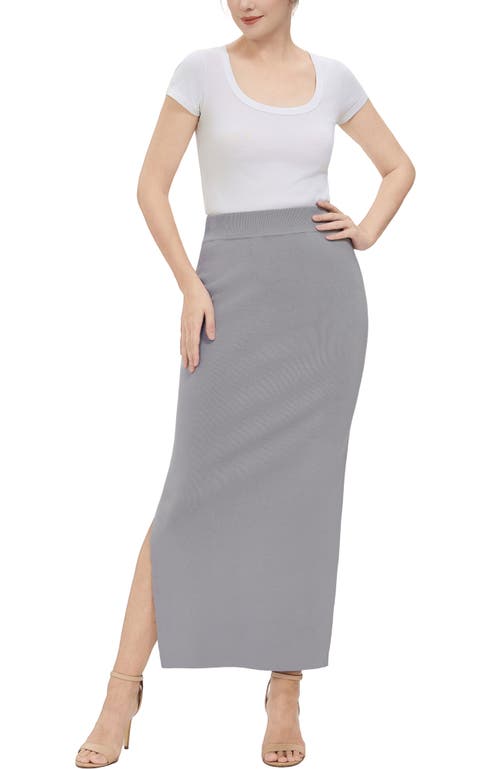 Kimi & Kai Side Slit Knit Maxi Skirt In Gray