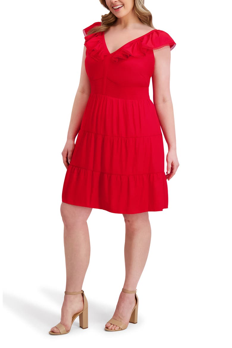 Ruffle Fit & Flare Minidress, Alternate, color, RED