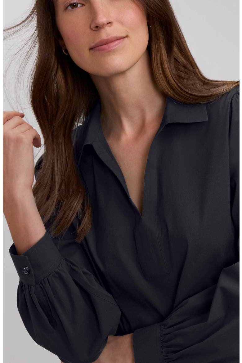 Alix Long Sleeve Popover Top, Alternate, color, BLACK