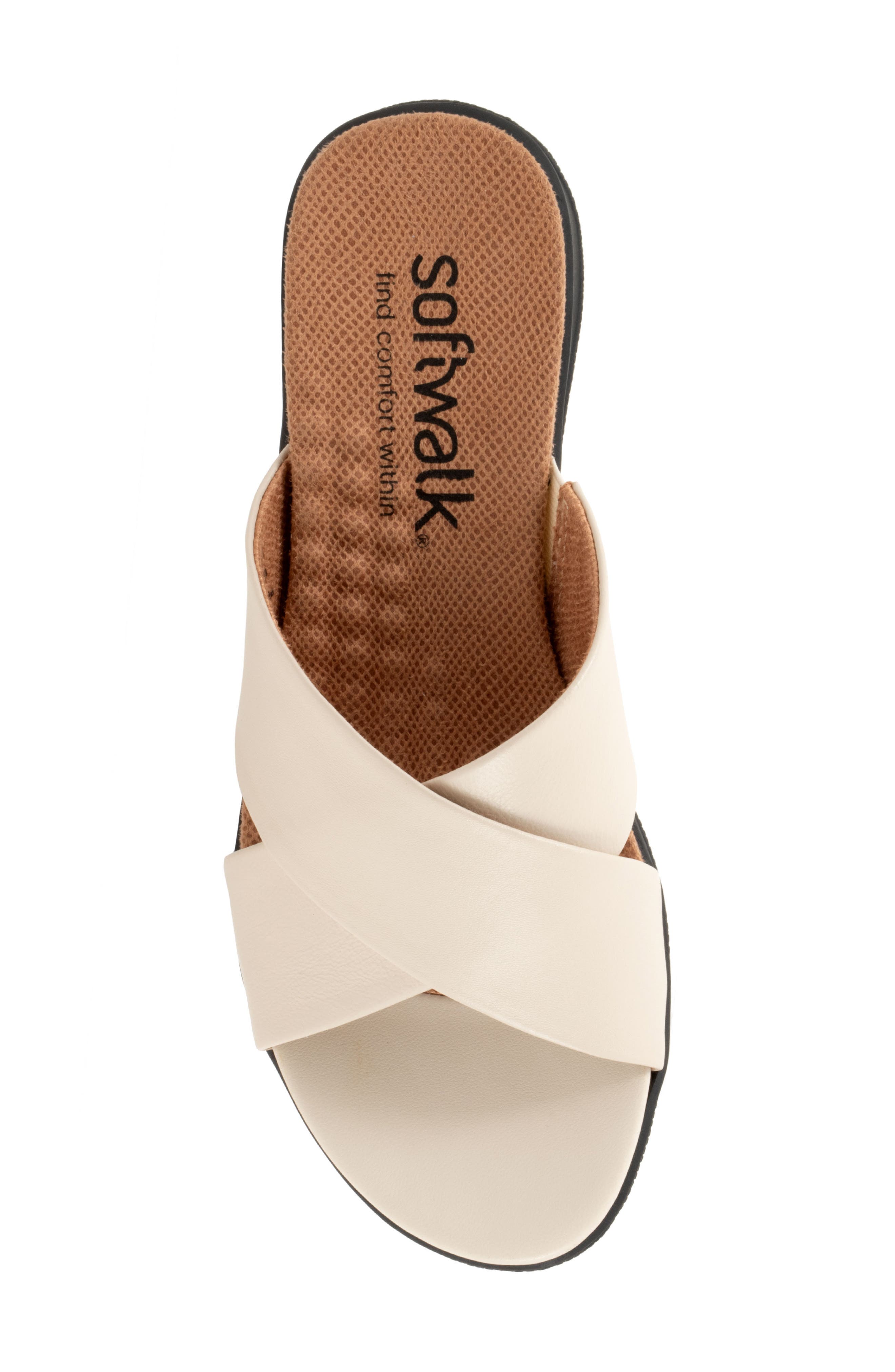 SoftWalk<sup>®</sup> 'Tillman' Leather Cross Strap Slide Sandal, Alternate, color, Ivory