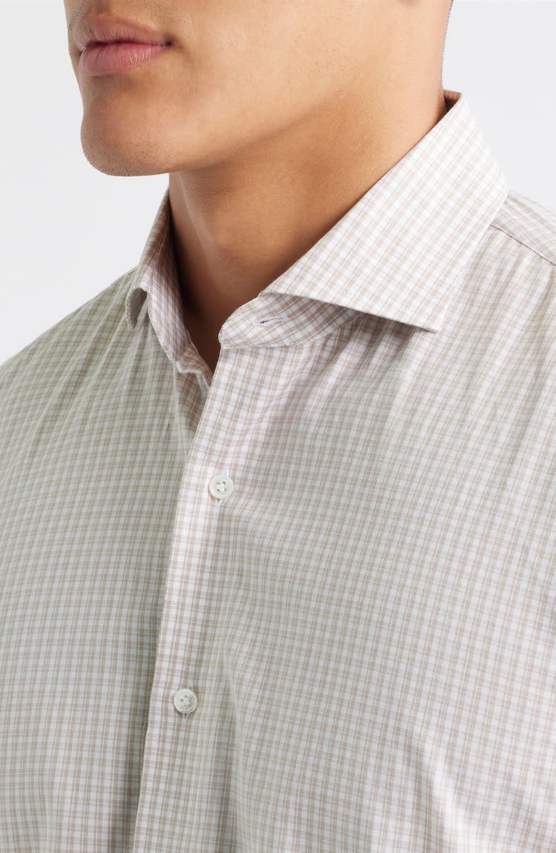 Peter Millar Crown Crafted Torino Flex Check Button-Up Shirt, Alternate, color, Camel