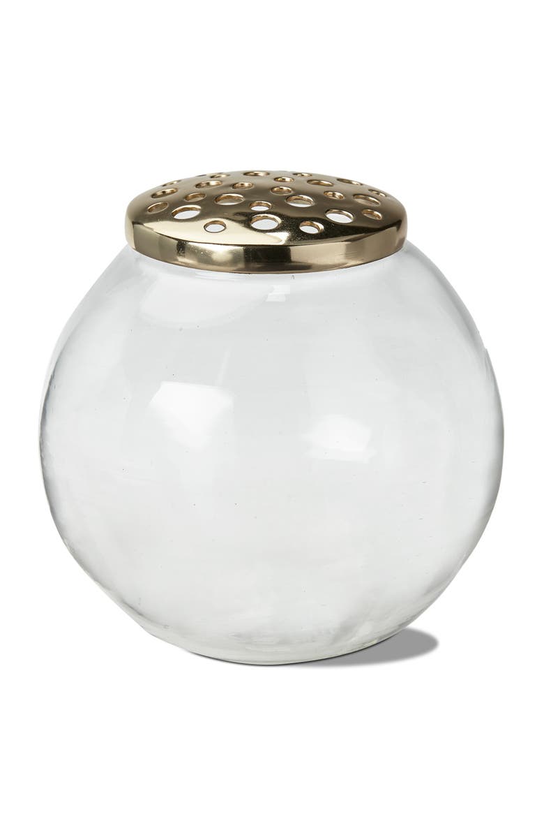 tag Large Clear Glass Flower Frog Orb Decorative Novelty Vase, Main, color, Clear