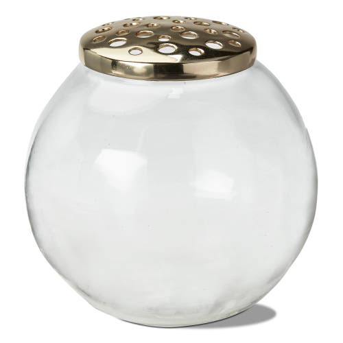 Tag Large Clear Glass Flower Frog Orb Decorative Novelty Vase In White