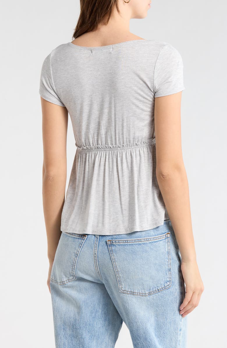 Madden Girl Square Neck Short Sleeve Top, Alternate, color, Cloud Heather