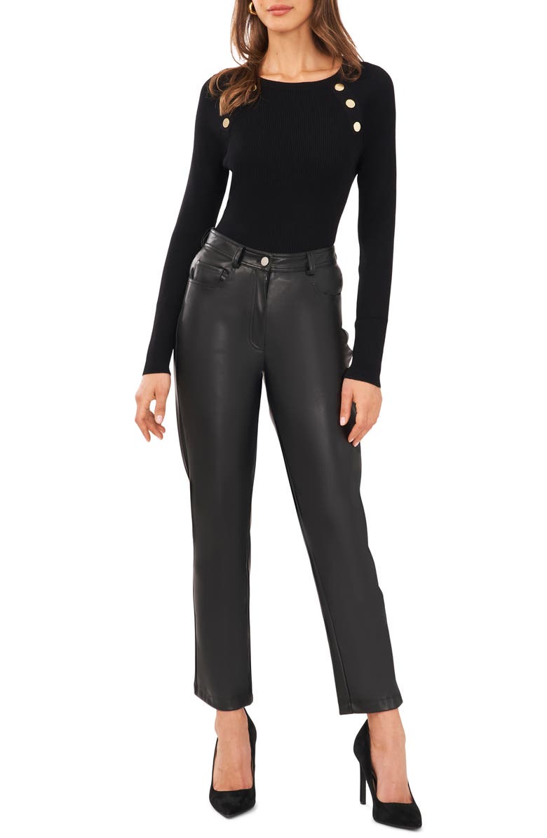 Halogen<sup>®</sup> Gold Button Rib Sweater, Alternate, color,