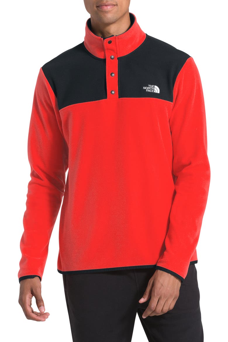 TKA Glacier Snap Neck Pullover, Main, color, FIERY RED/ TNF BLACK