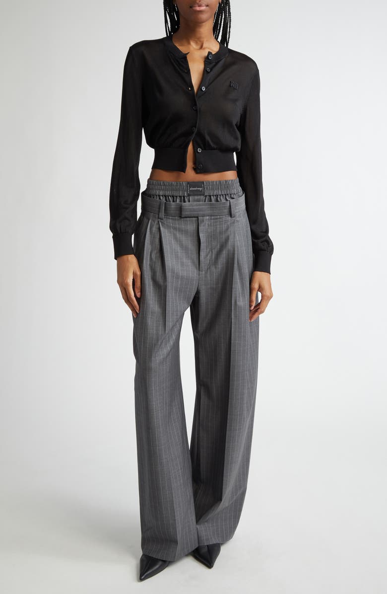 Alexander Wang Logo Embroidered Crop Cardigan, Alternate, color, 