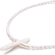 Nialaya Pearl Cross Choker Necklace