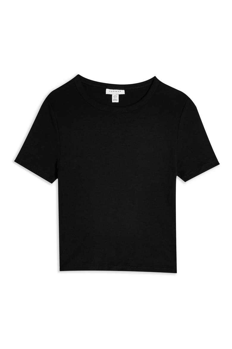 Everyday Cotton Crewneck Crop T-Shirt, Main, color, BLACK