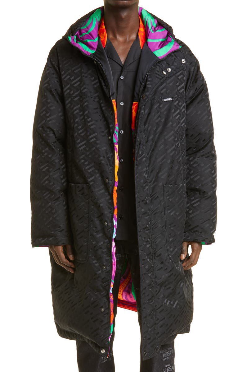 Versace Quilted Down Reversible Puffer Jacket, Main, color, 