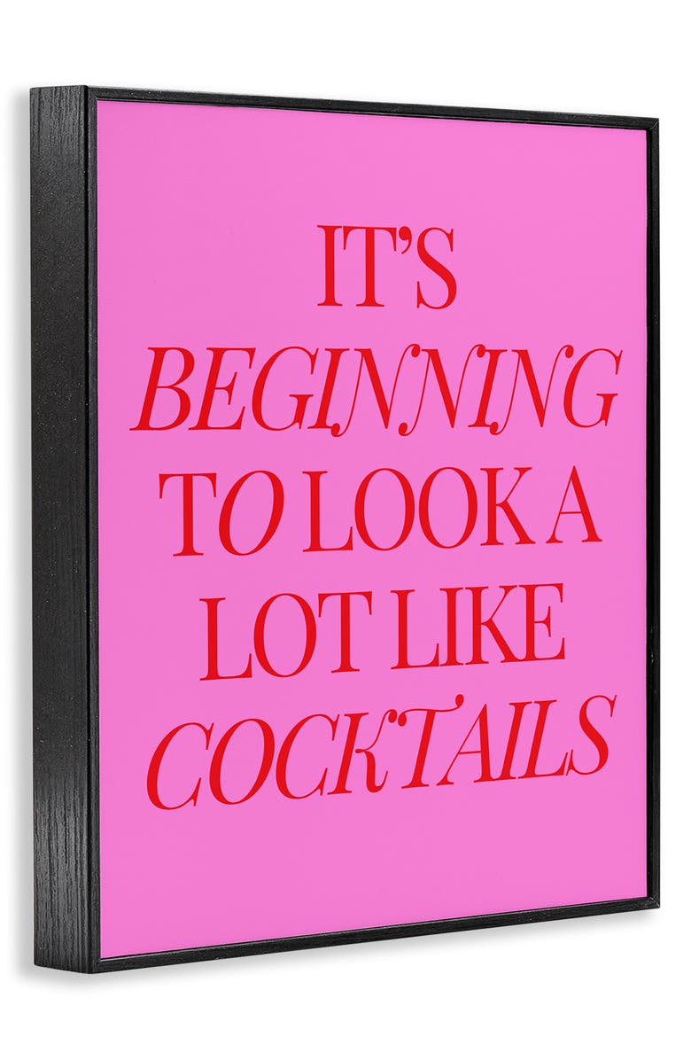 Stupell Industries Beginning To Look A Lot Like Framed Canvas Wall Art, Alternate, color, Pink