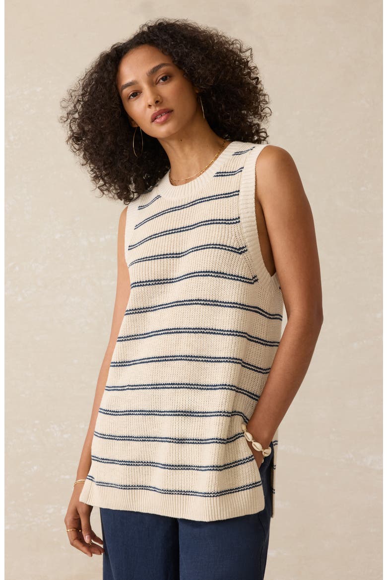 Miramar Linen & Organic Cotton Sweater Tank, Alternate, color, LIDO LINES