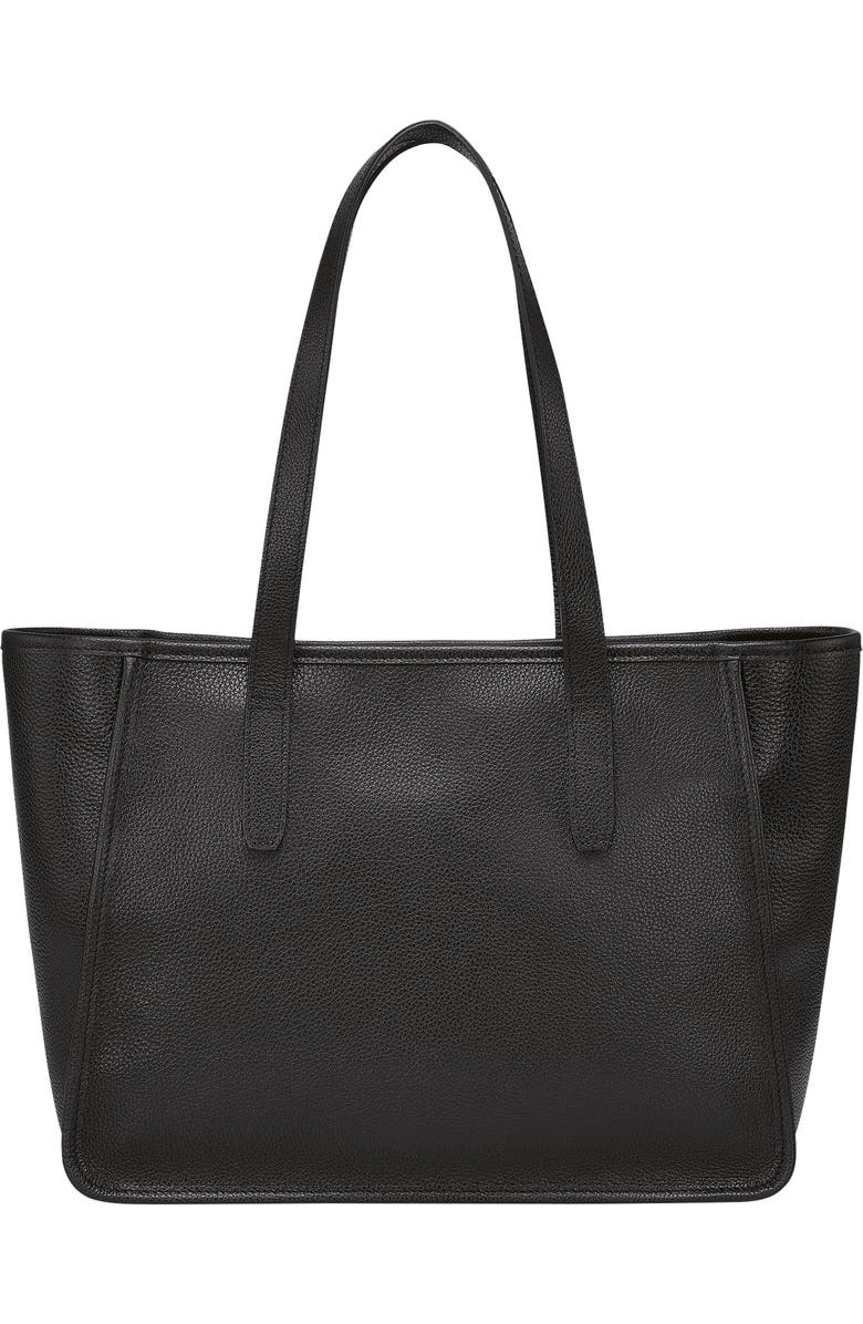 Longchamp Le Foulonné Leather Shoulder Tote, Alternate, color, Black