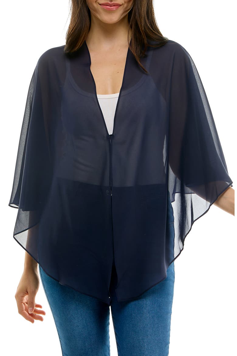 Chiffon Capelet, Main, color, NAVY