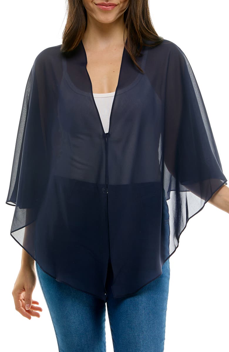 Nina Leonard Chiffon Capelet, Main, color, Navy