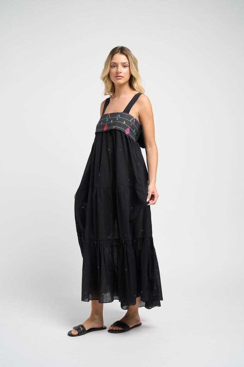 Isabella Jamdani Dress, Alternate, color, Black