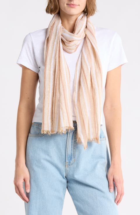 Stripe Metallic Thread Scarf