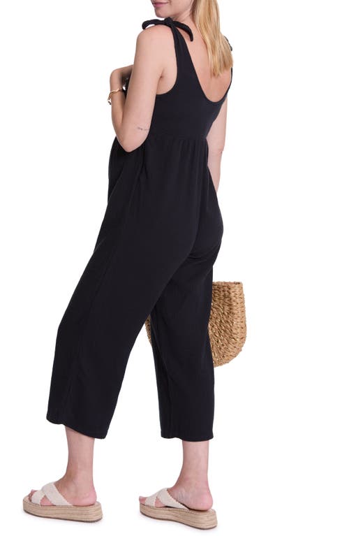 Cache Coeur Canyon Organic Cotton Gauze Maternity/nursing Jumpsuit In Black
