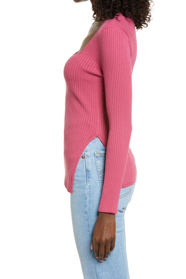 Rib Scoop Neck Sweater, Alternate, color, PINK MALAGA